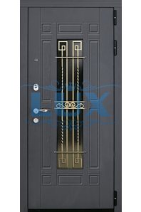 стальная дверь с зеркалом и ковкой снаружи